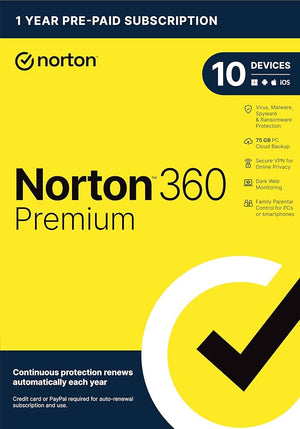 Norton 360 Premium 2024 EU Key (1 ano / 10 dispositivos)