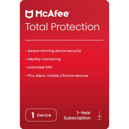 McAfee Total Protection 2024 Key (1 ano / 1 dispositivo)