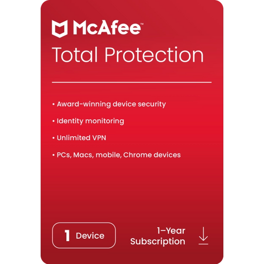 McAfee Total Protection 2024 Key (1 ano / 1 dispositivo)