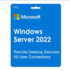 Serviços de Ambiente de Trabalho Remoto do Windows Server 2022 CAL de 50 utilizadores CD Key